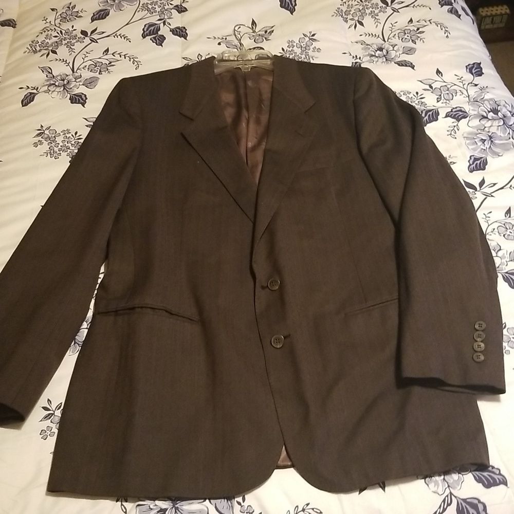 Lanvin Paris Brown Virgin Wool 2 Button Blazer Made In USA 40R Pattern